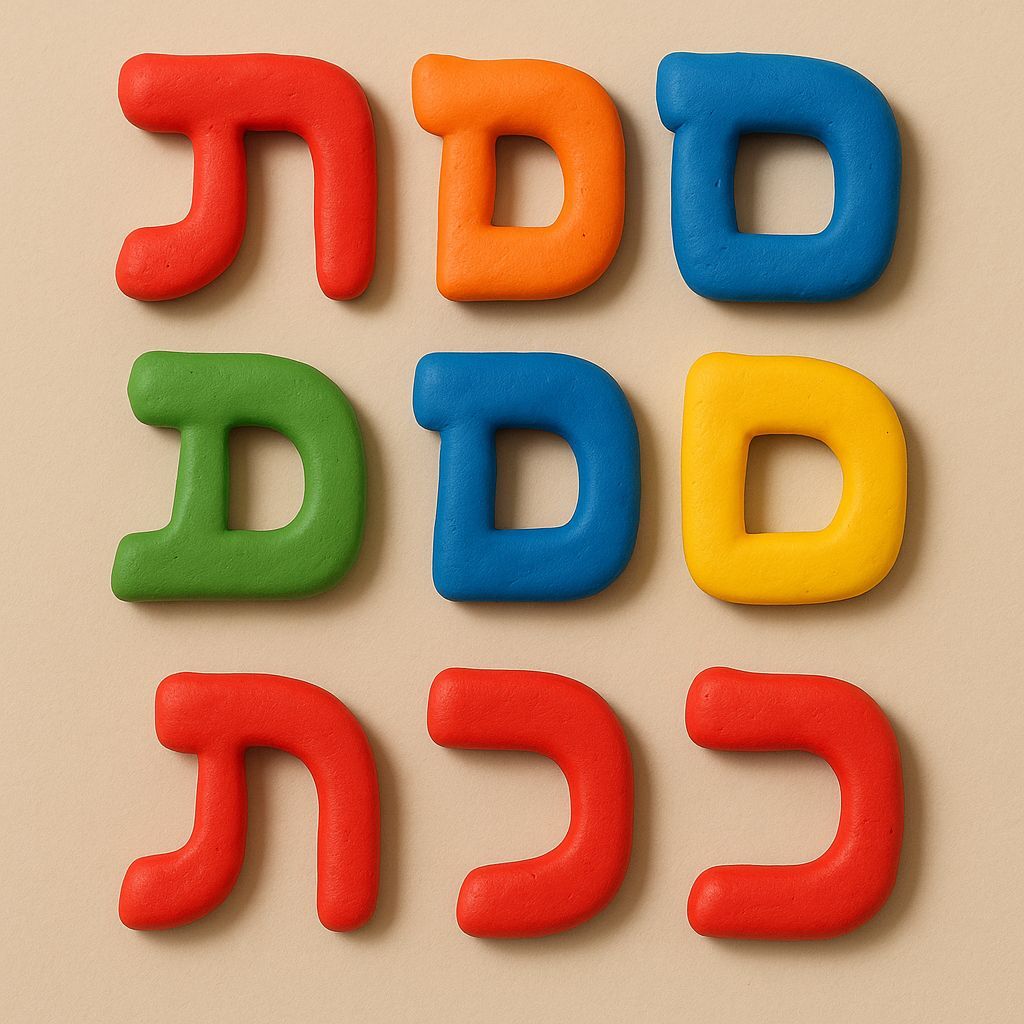 Playful Hebrew Letters in Colorful Clay