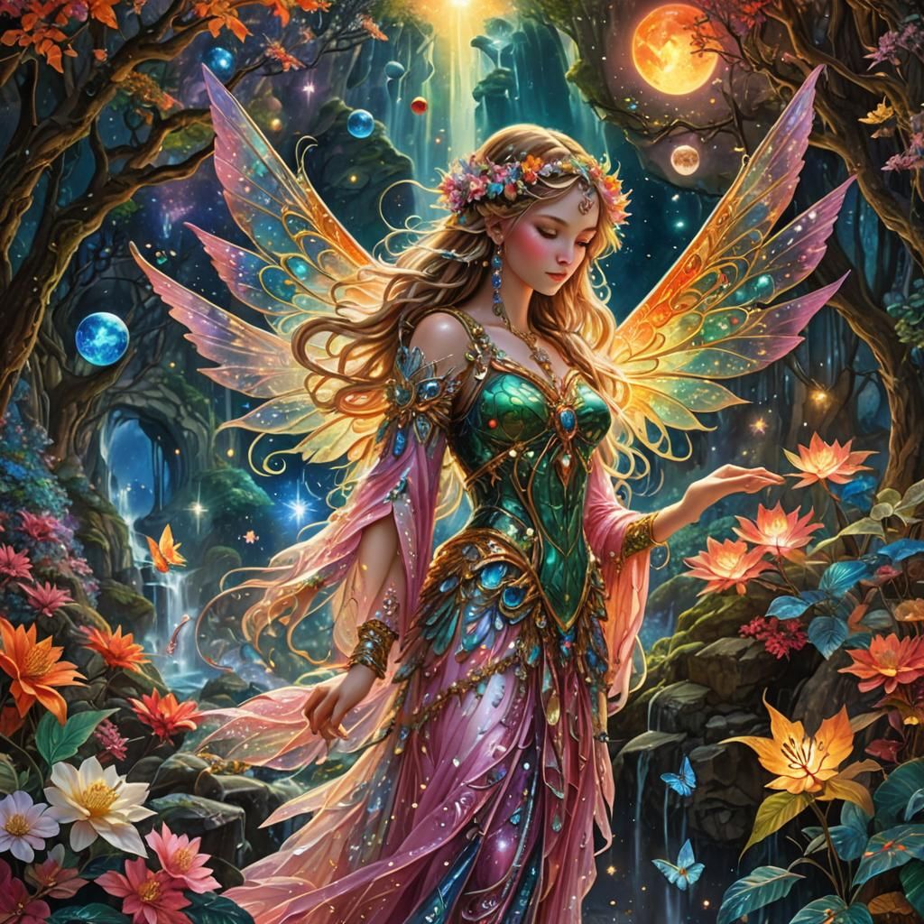 Fantasy Fairy in a Maximalist Landscape