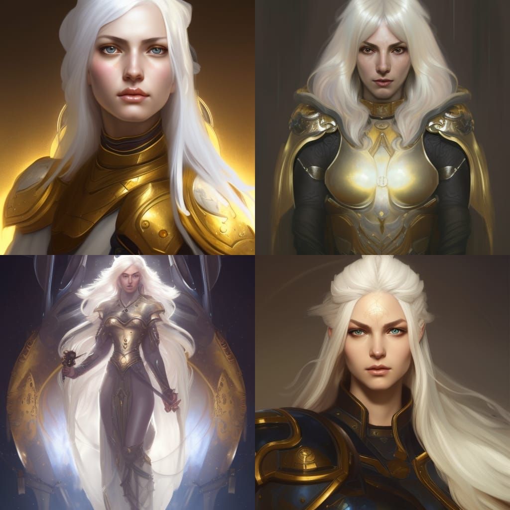 Aasimar Paladin Portrait in Hyperdetailed Fantasy Art