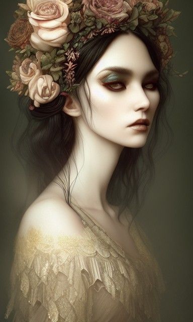 Ethereal Androgynous Priestess in Gothic Romantic Style