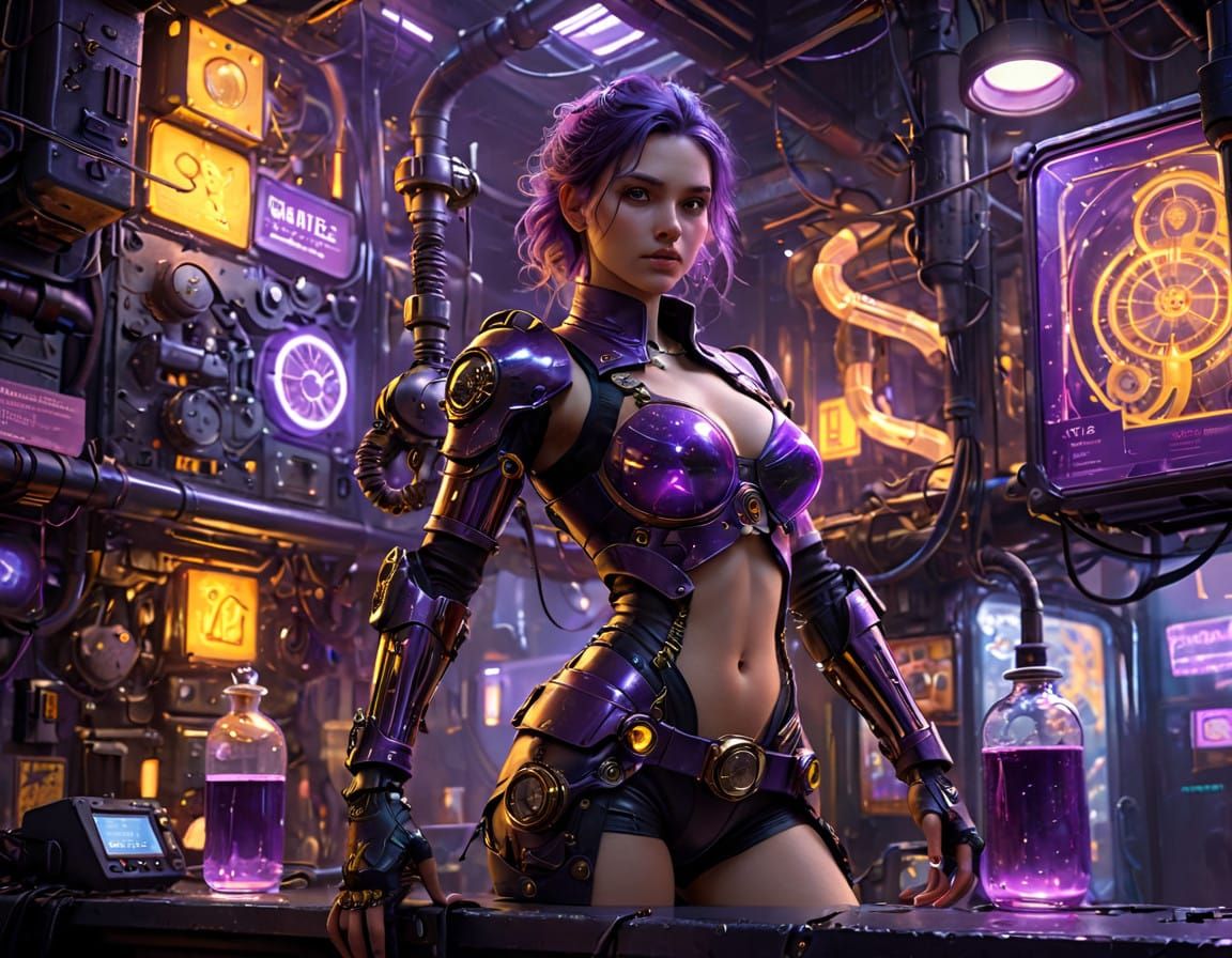 Cyberpunk Steampunk Visionary in Glass and Metal Prosthetic...