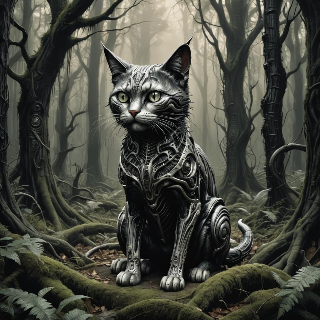 Cat in H. R. Giger Style
