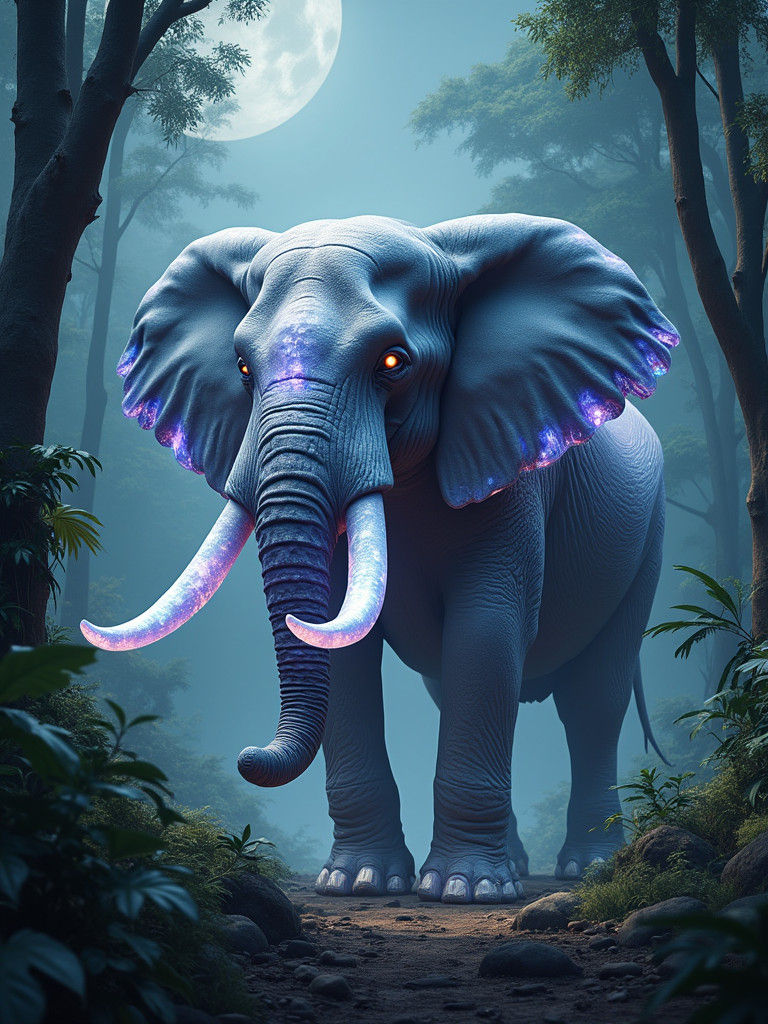 Crystalline Elephant Hybrid in Jungle