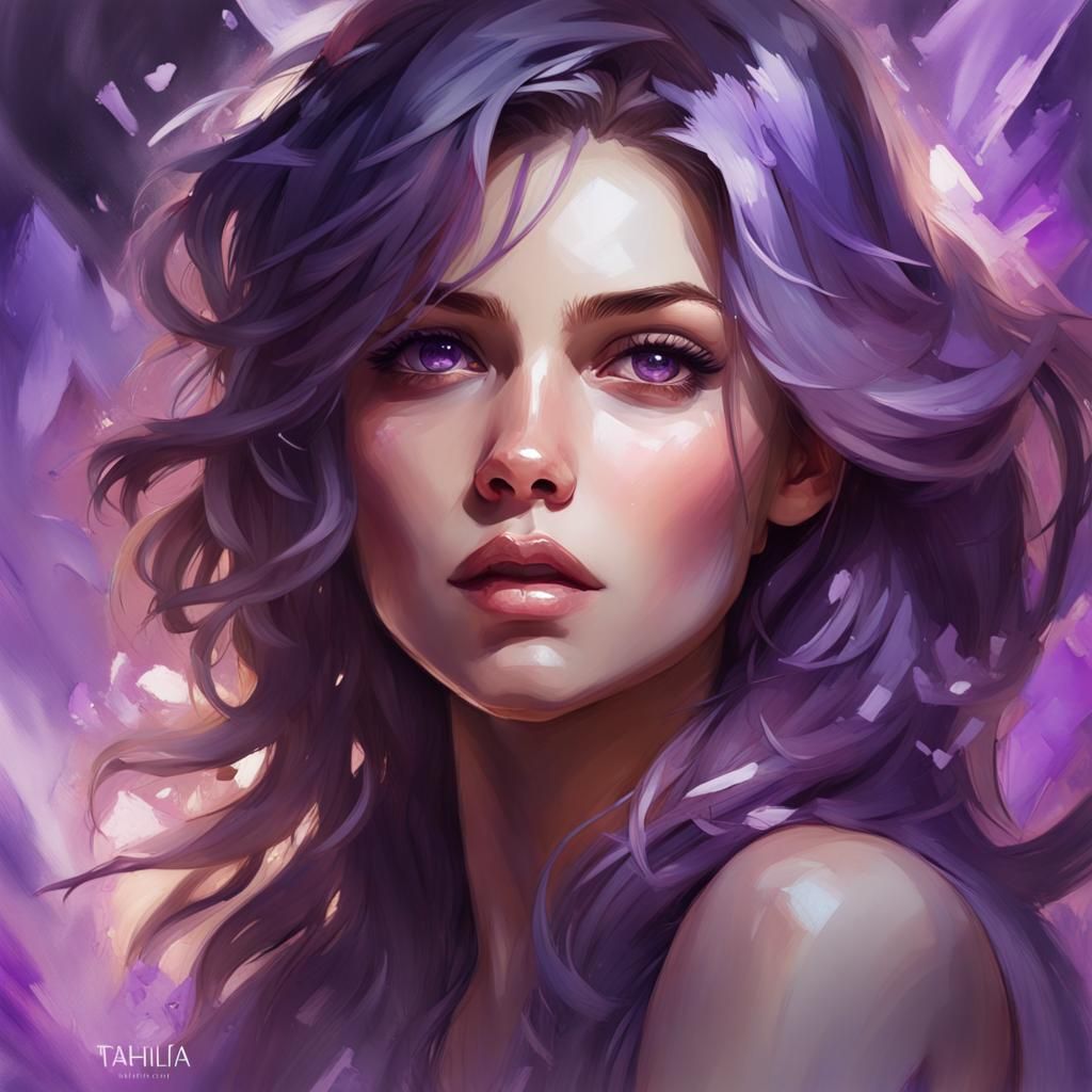Amethyst Girl Portrait in Impressionistic Style