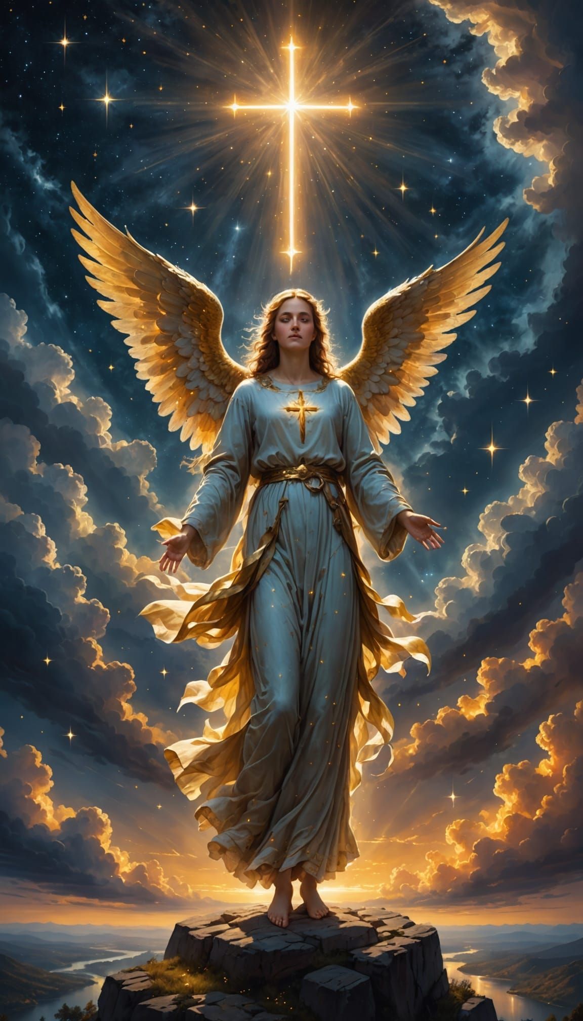 Celestial Landscape with Divine Radiance