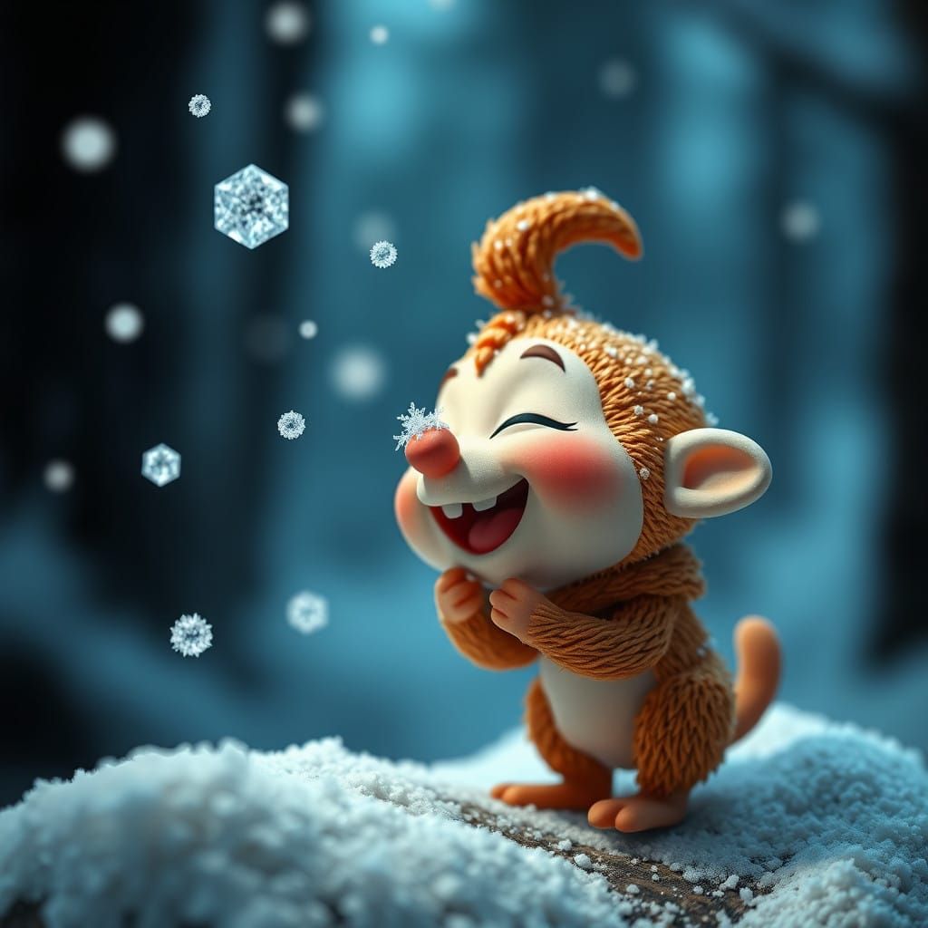 Whimsical Claymation Baby in Snowy Wonderland