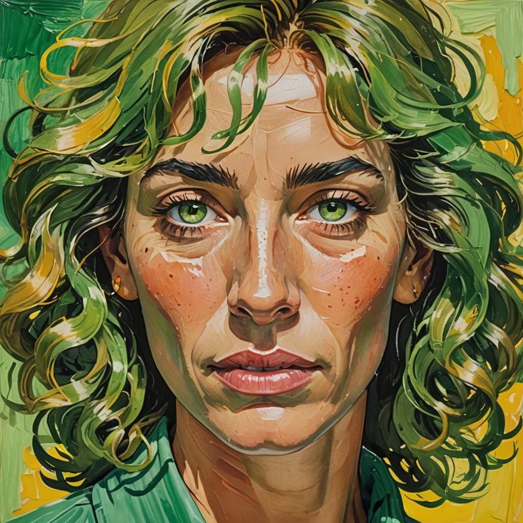 Island Woman Portrait in Expressive Gouache Watercolor