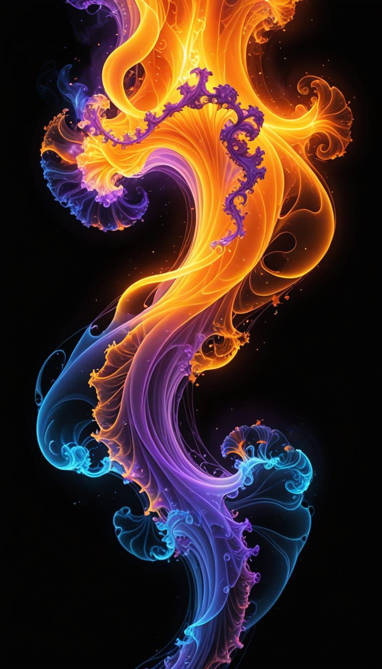 3D Fractal Vortex of Glowing Geometric Shapes