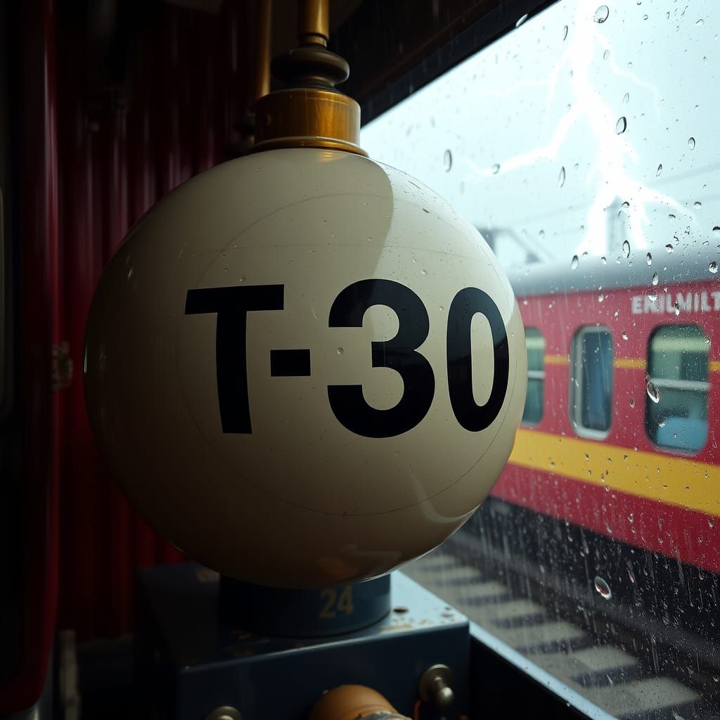 Bingo Ball with T-30 on Train During Storm
