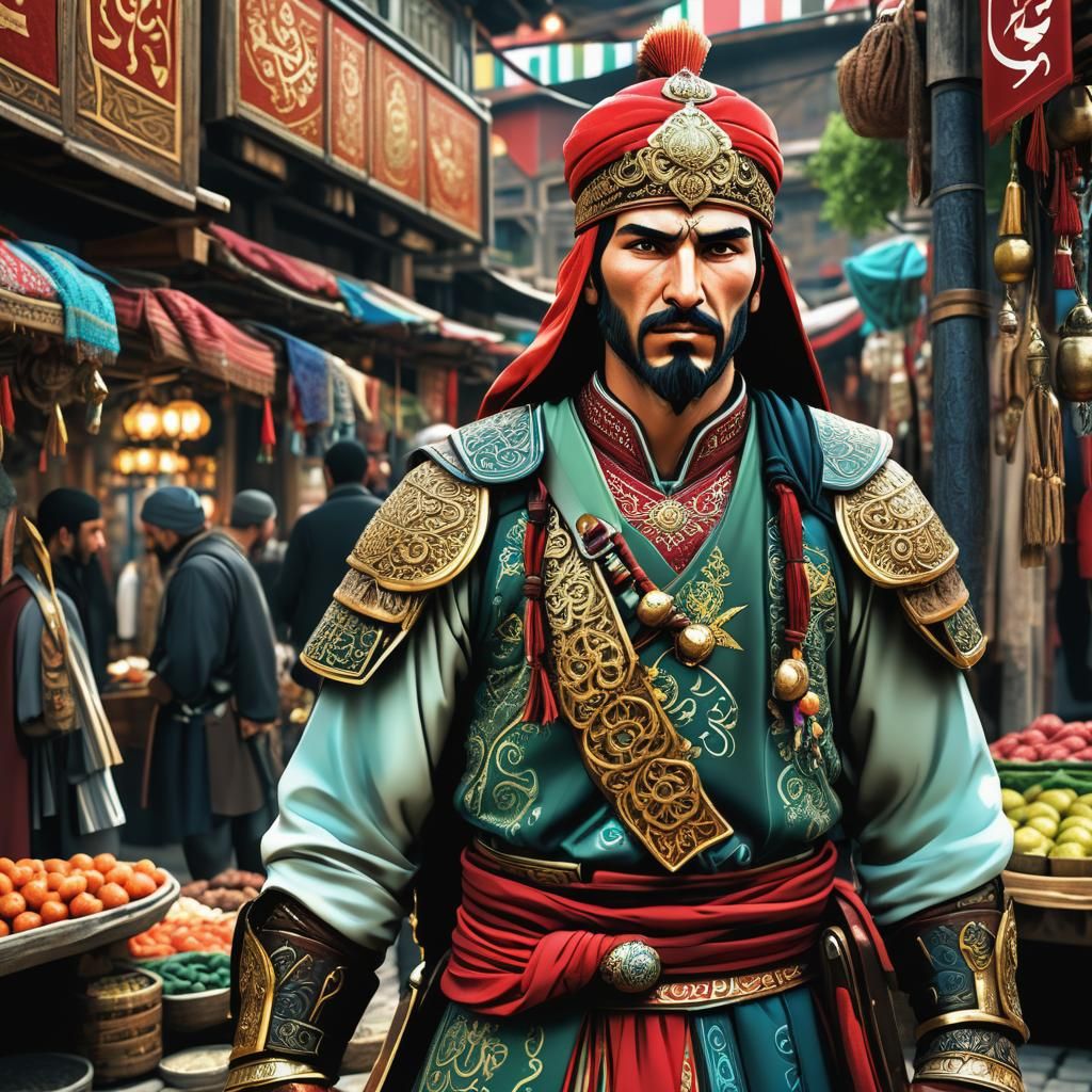 Proud Ottoman Warrior in Istanbul Market