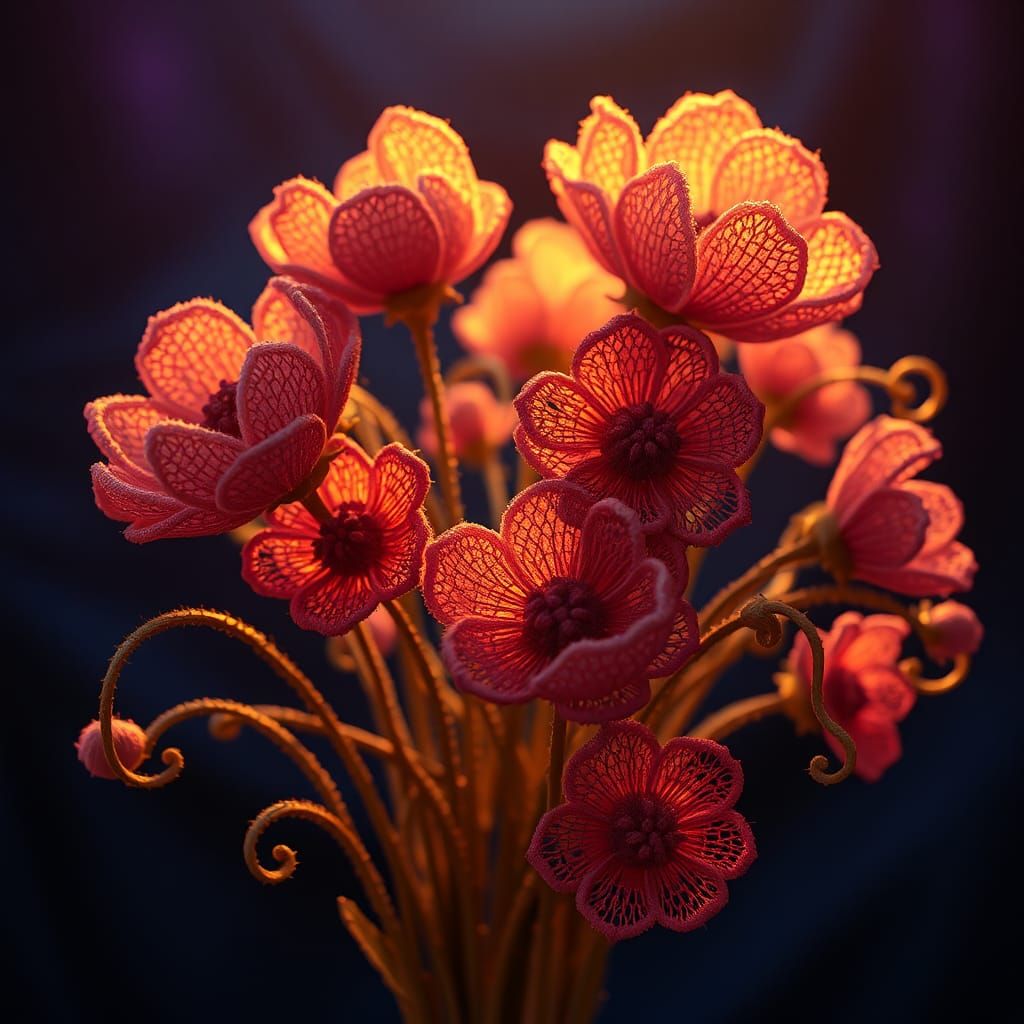 Knitted Flowers in Atmospheric Concept Art Style