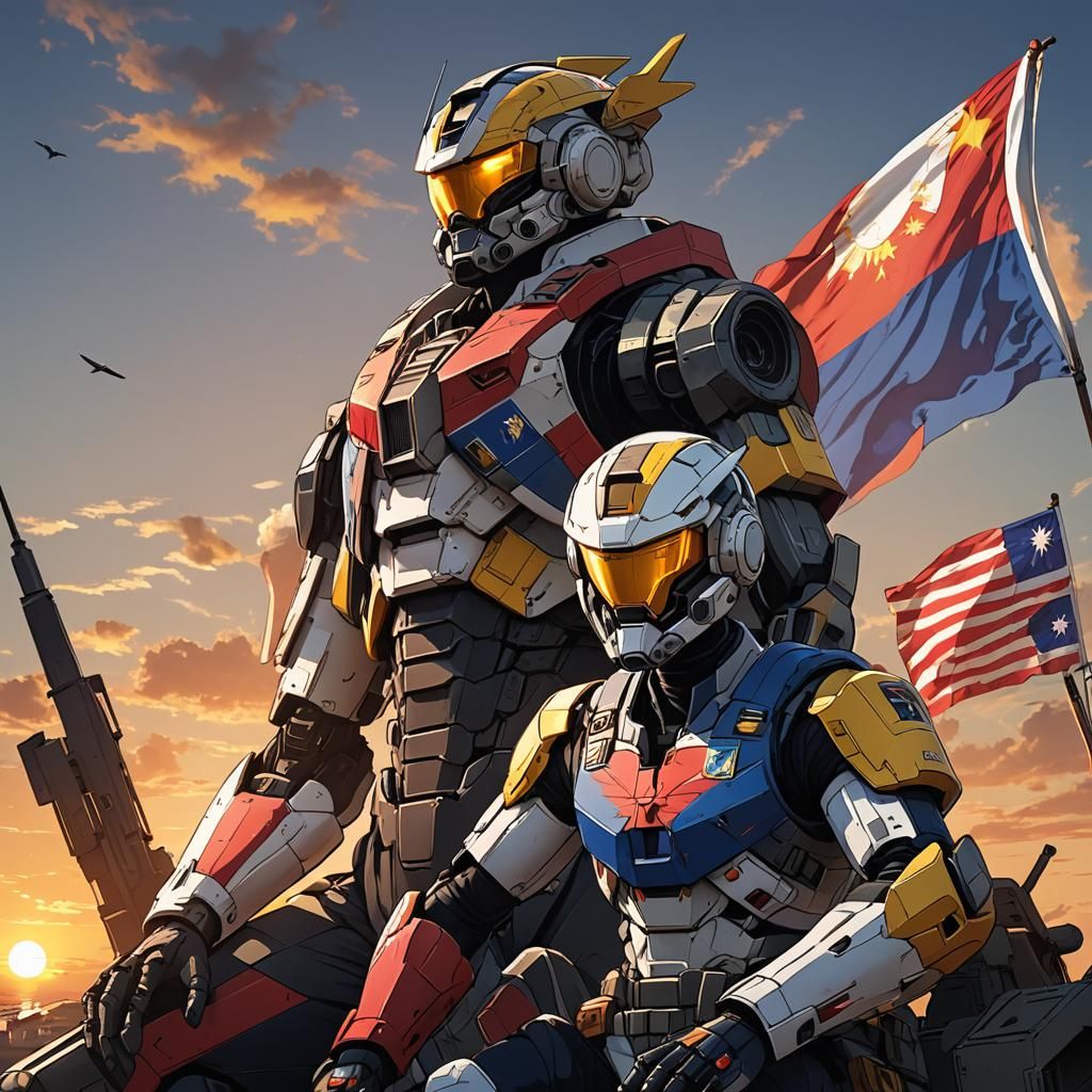 Philippines Flag Jaeger Robot in Anime Style