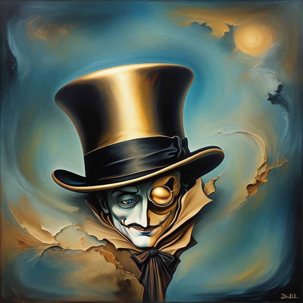 Surreal Top Hat Wearing a Top Hat in Oil
