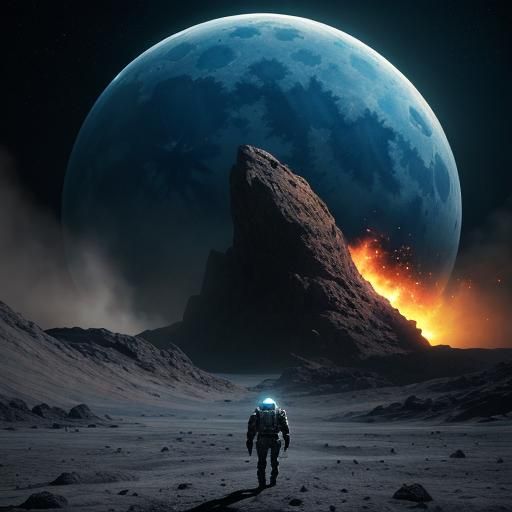 Astronauts Explore Lunar Landscape in Digital Art