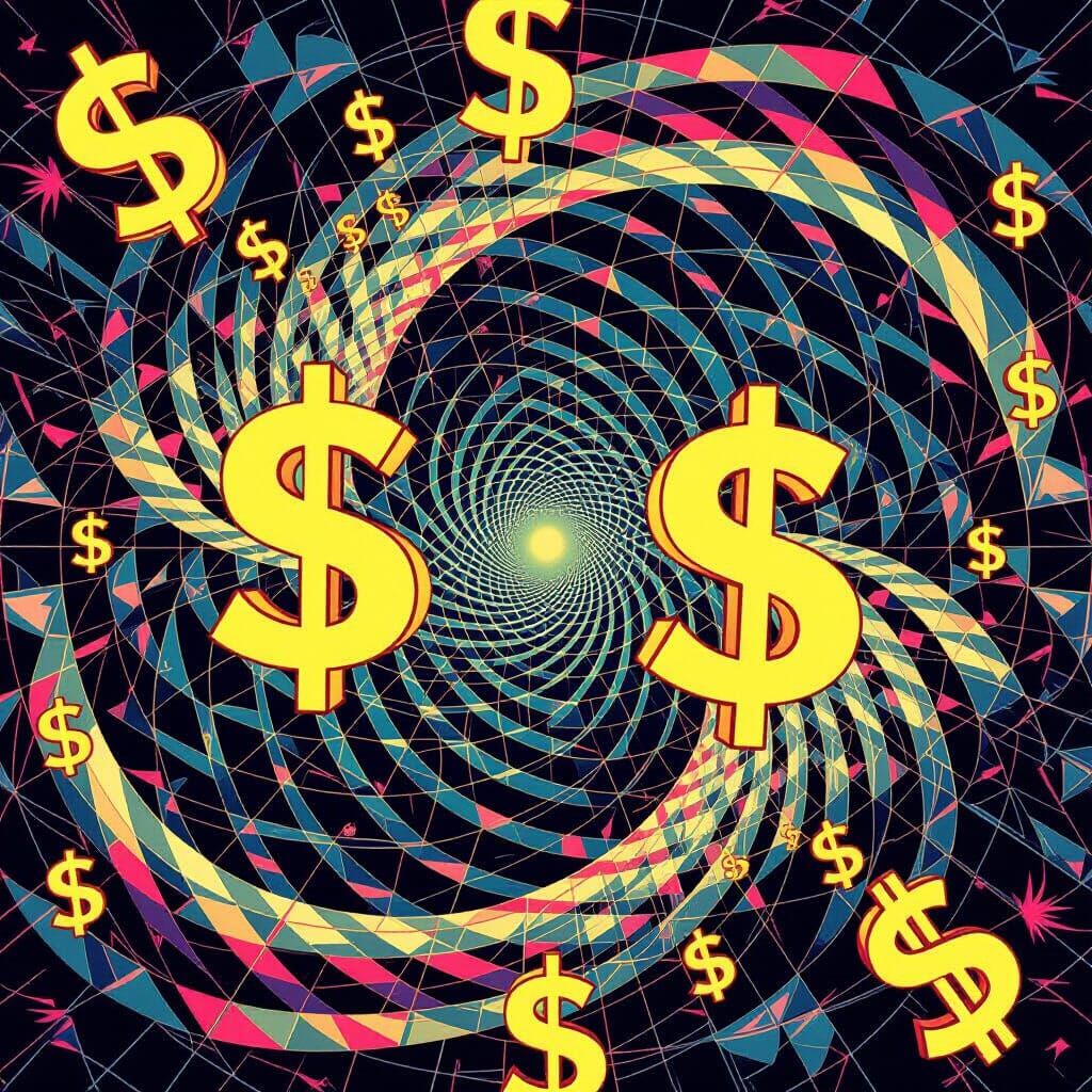 Dynamic Currency Vortex in Futuristic Style