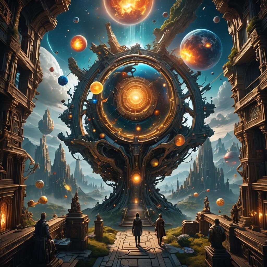 Transcendence: Detailed Matte Painting of Universal Knowledg...