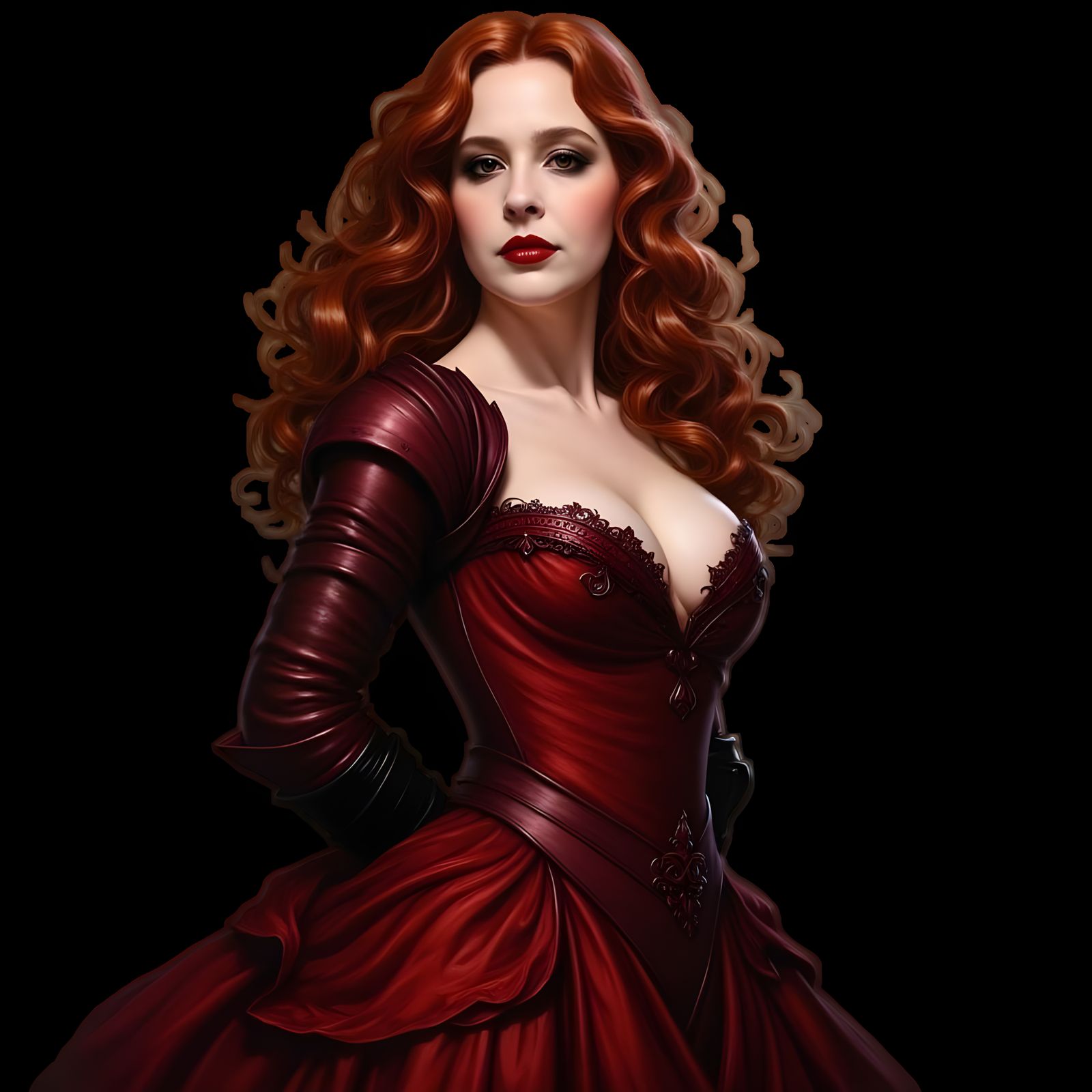 Ethereal Vampiress in Regal Gown, Inspired by Fantasy Litera...