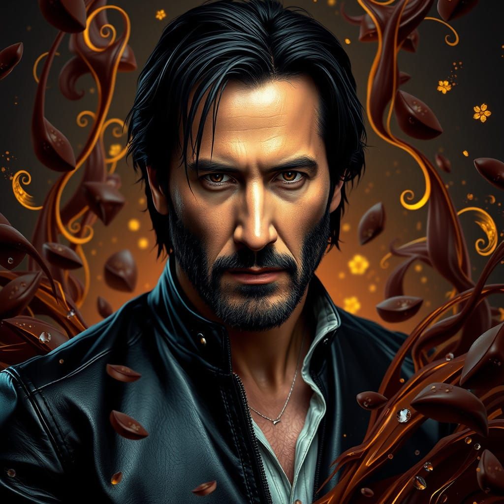 Keanu Reeves Amidst Luxurious Chocolate Abundance