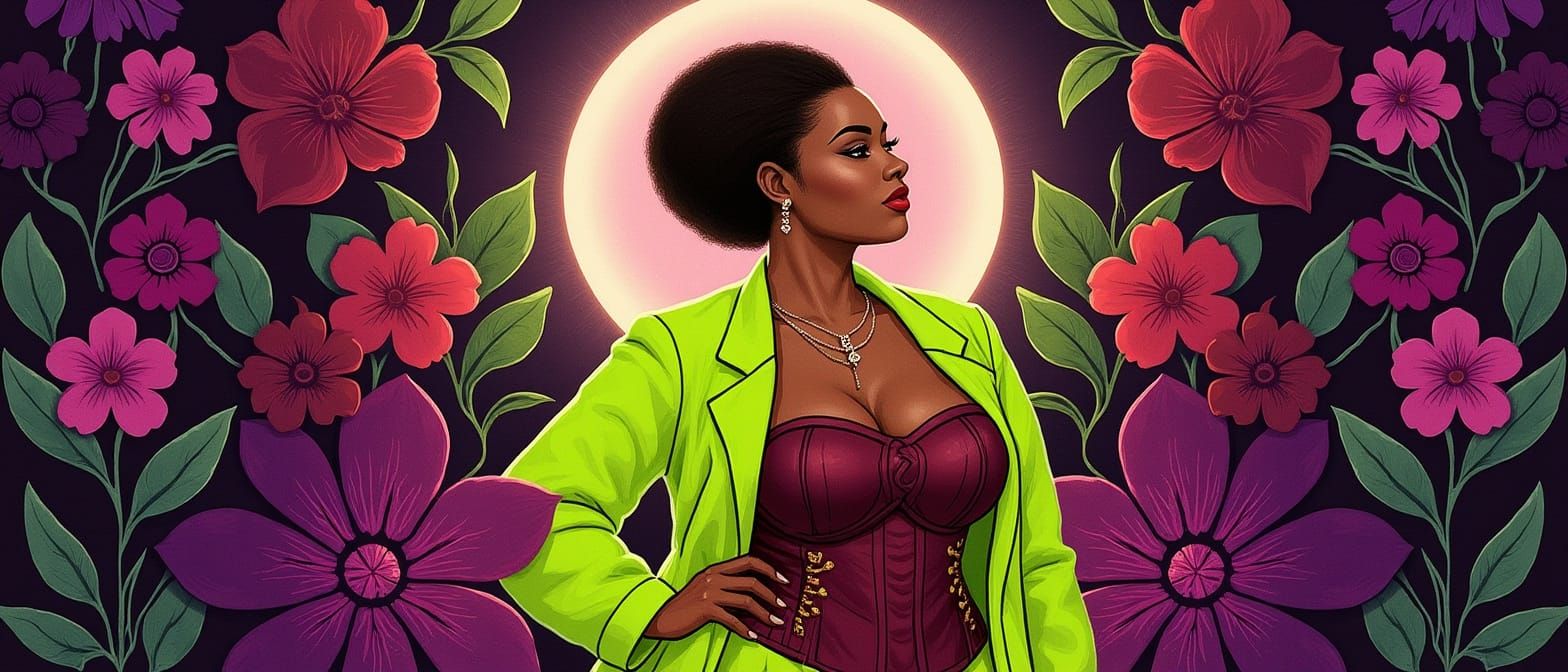 Proud Woman with Adinkra Halo in Digital Watercolor Style