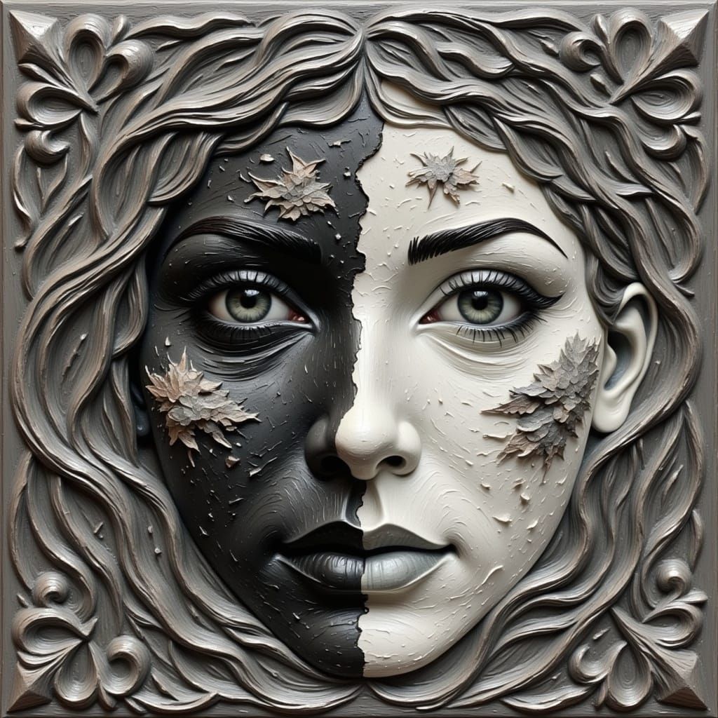 Woman's Face: Youth and Age, Klimt Style