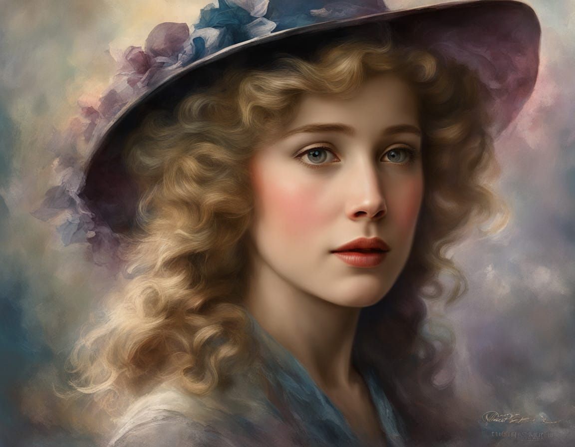 Mary Pickford Portrait in Impasto Chalk Art Style