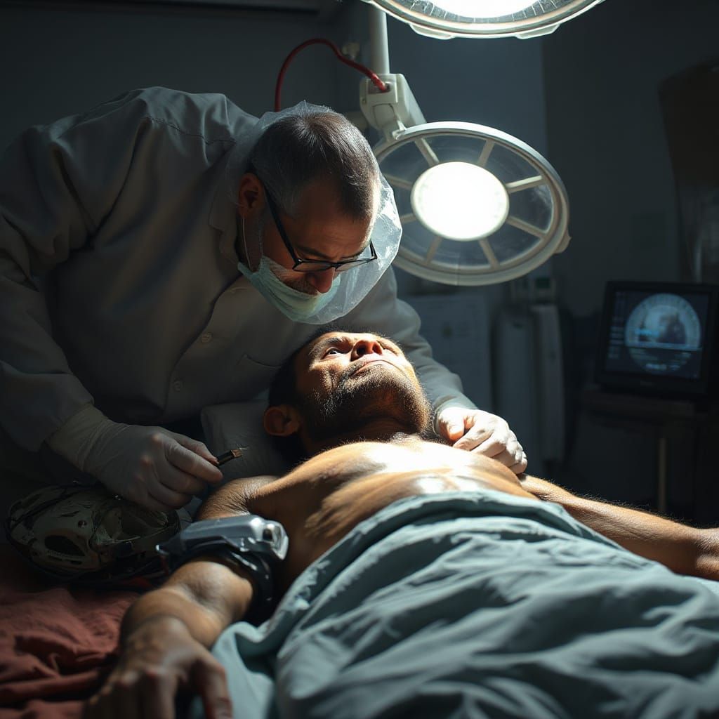 Neurosurgeon Operates on Neanderthal in Dramatic Lighting