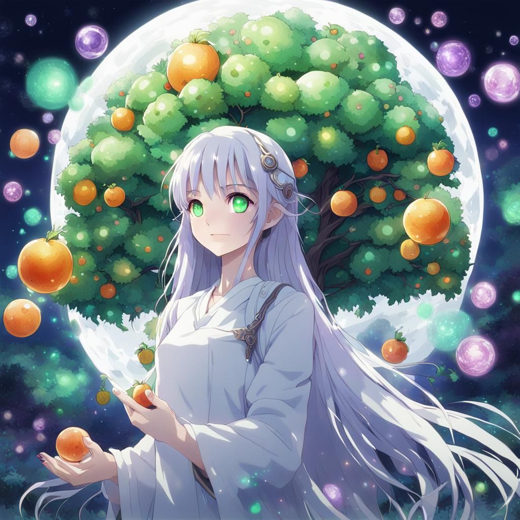 Anime Style: Gemstone Tree Held by Woman
