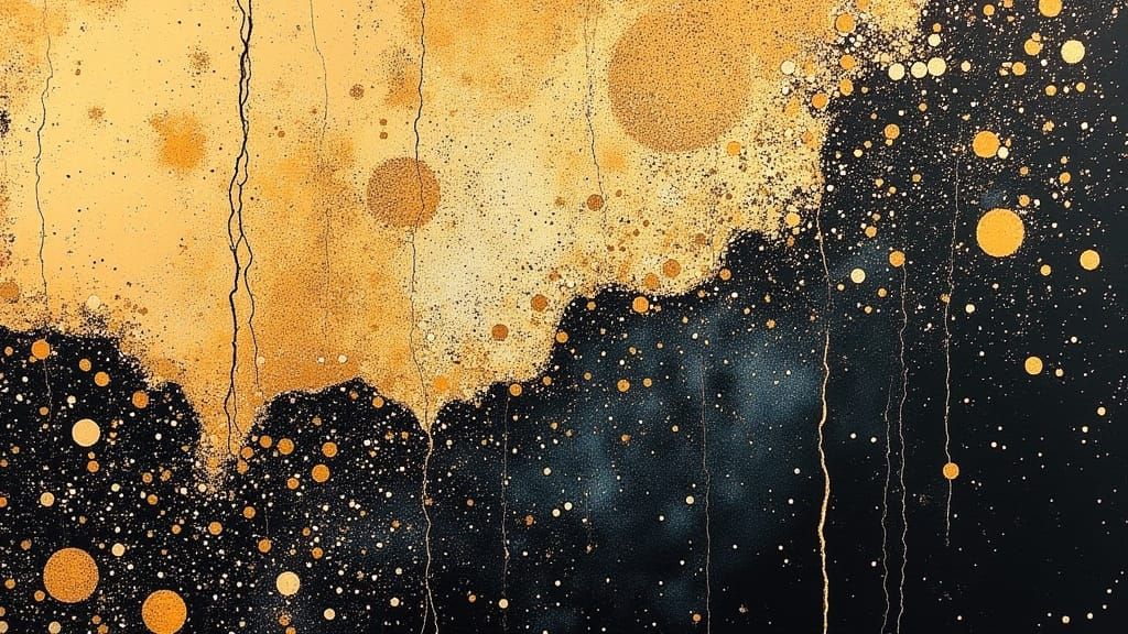 Kinetic Pointillism Dadaism with Gold Accents