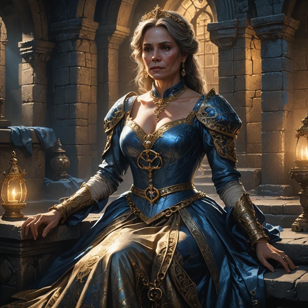 Elegant Lady in Castle Dungeon: Fantasy Concept Art