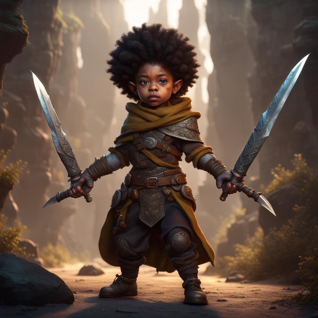 Halfling Rogue with Daggers: Fantasy Concept Art
