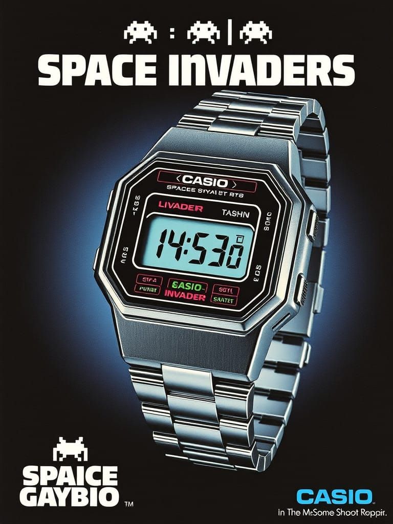 Retro Futuristic Digital Watch Ad