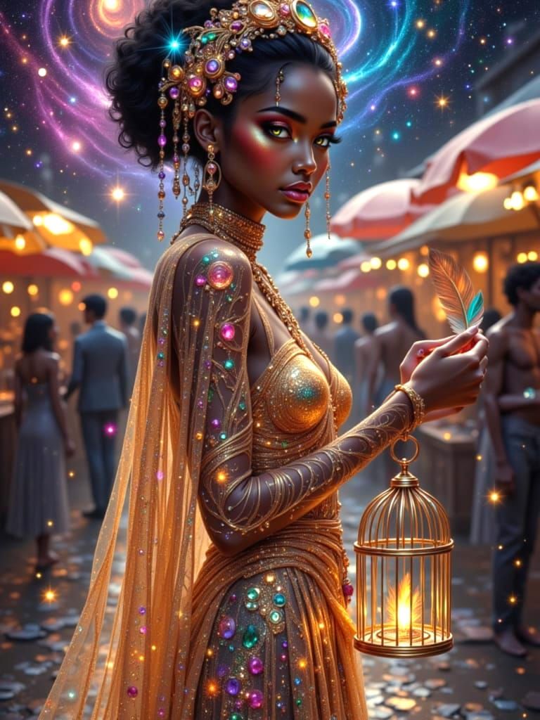 Celestial Silk: African Lady in Dream Market