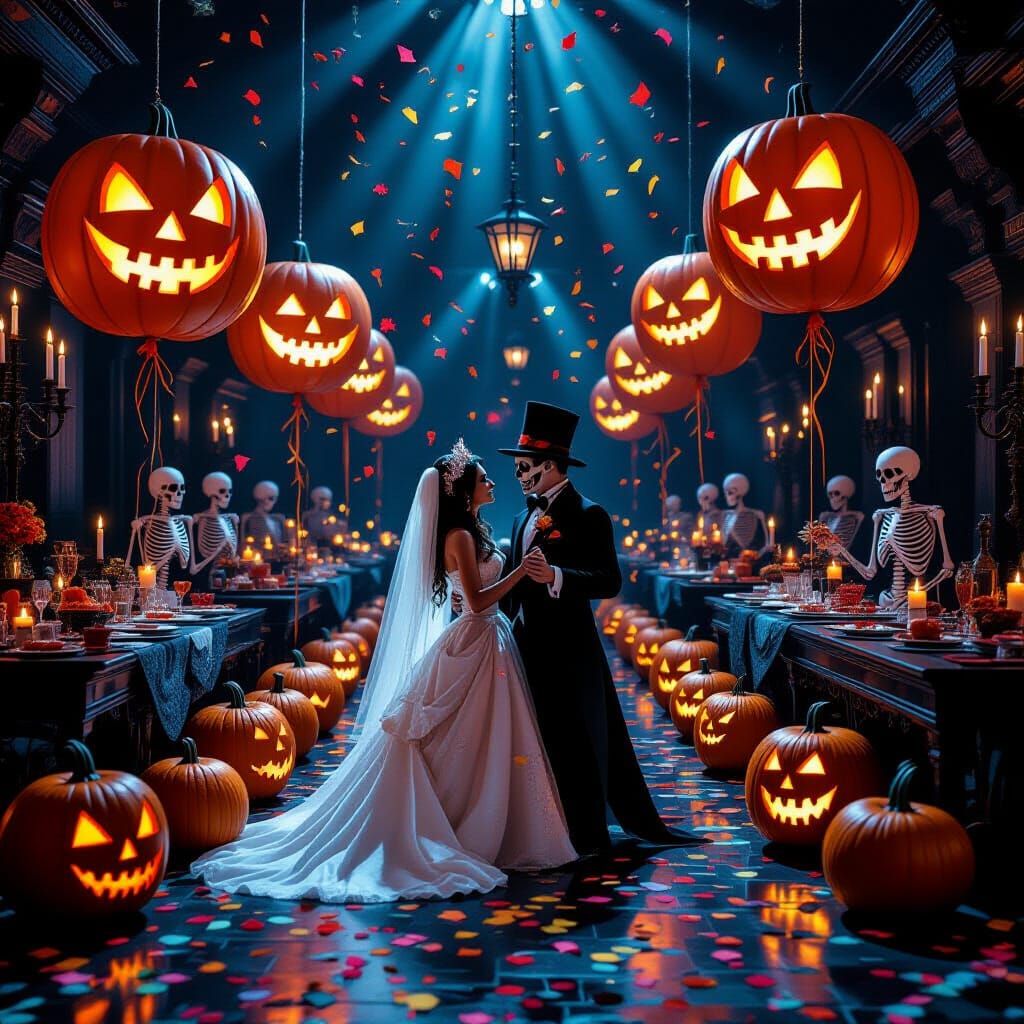 Spooky Halloween New Year's Eve Party Scene