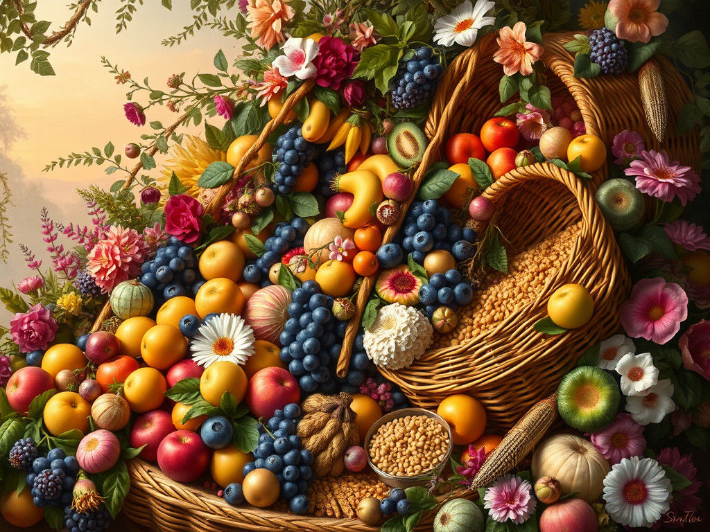 Abundant Still Life in Dutch Masters Style