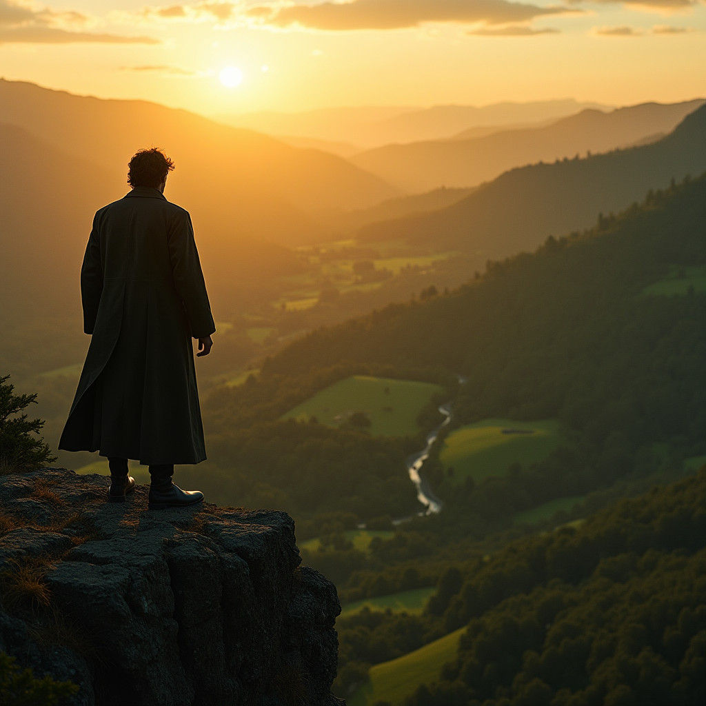 Epic Sunset Silhouette on Cliffside Landscape