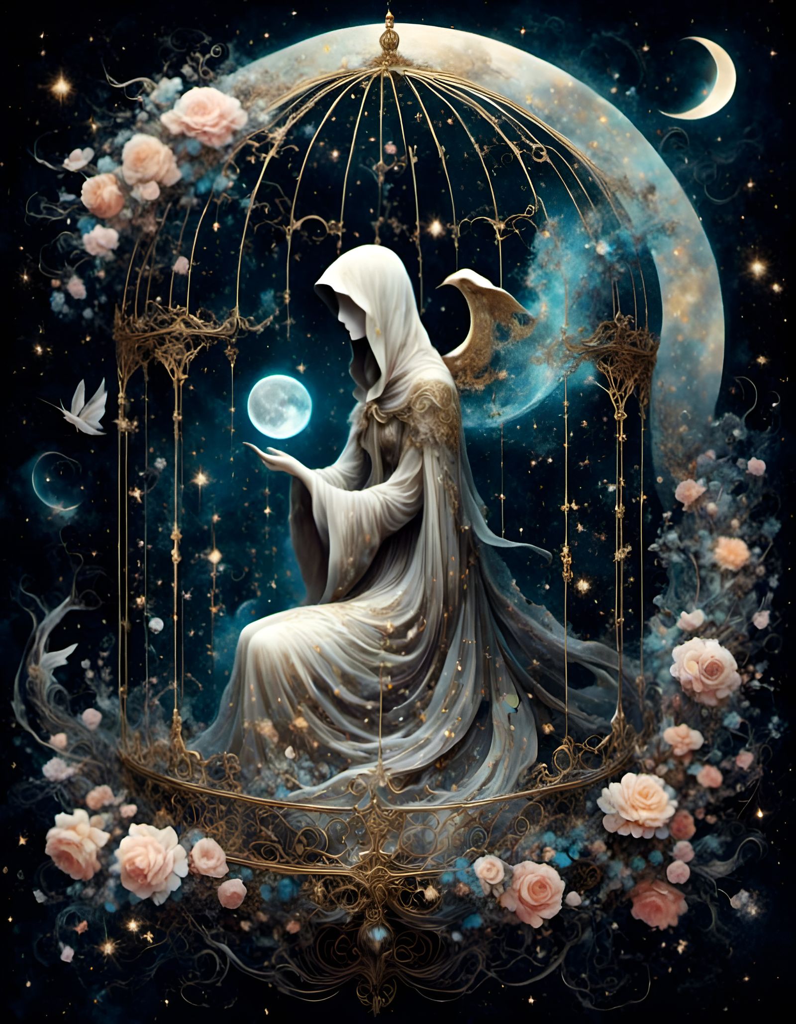 Ethereal Grim Reaper Nebula with Stardust Flower