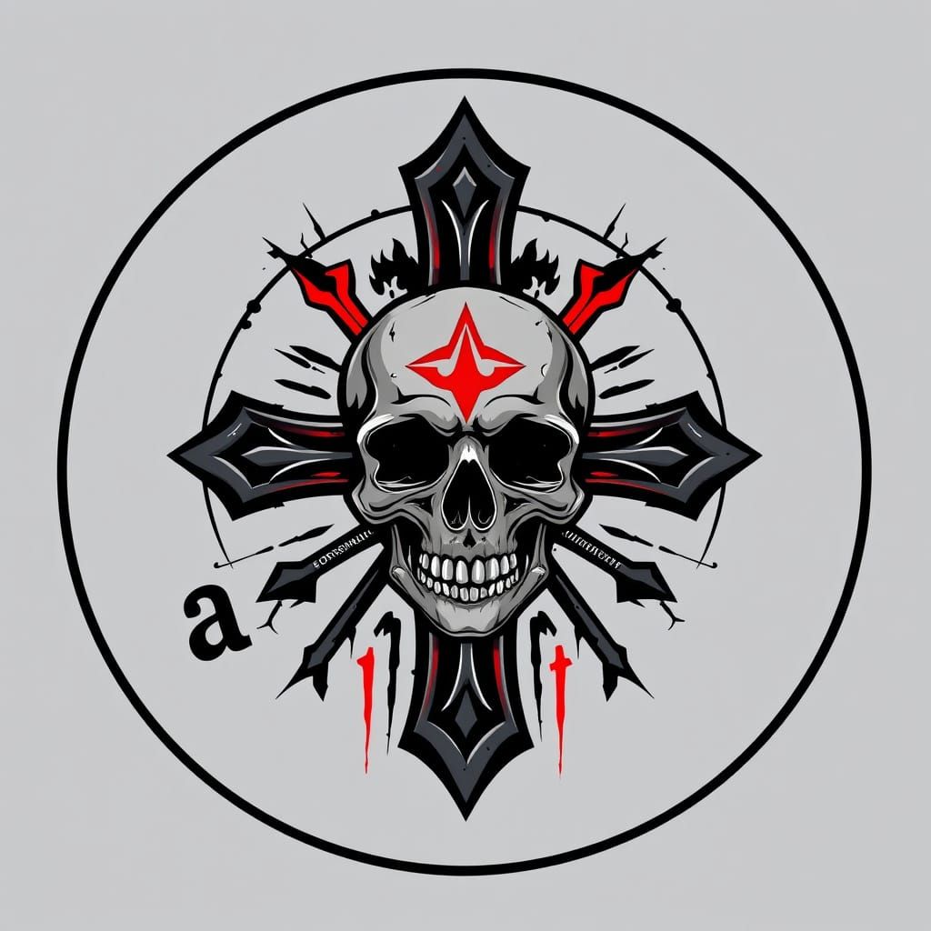 Skull and Cross Logo with Tattoo Punk Aesthetic
