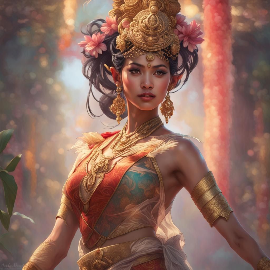 Balinese Dancer Portrait in Hyperdetailed Digital Art