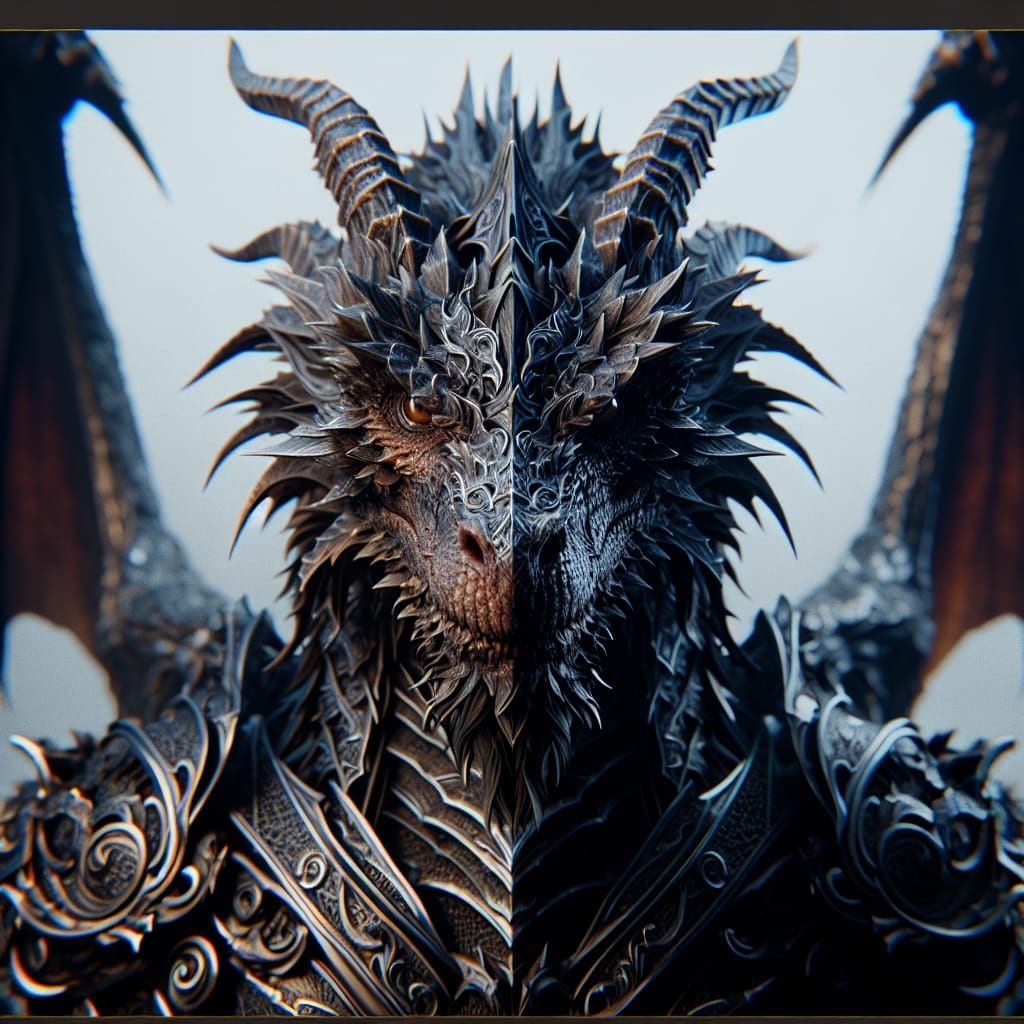 Armored Dragon with Intense Gaze in 8K