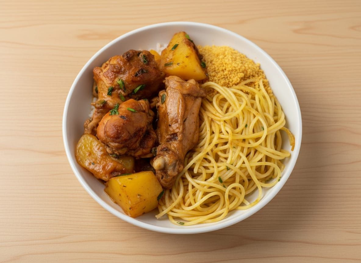 Professional Photo of Cooked Chicken with Potatoes, Pasta & ...