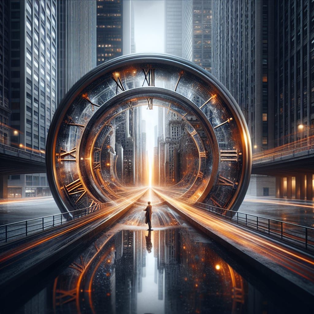 Hyperrealistic Image of Time's Non-Linearity