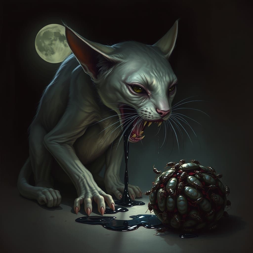 Eerie Oily Hairball Released by Gaunt Cat