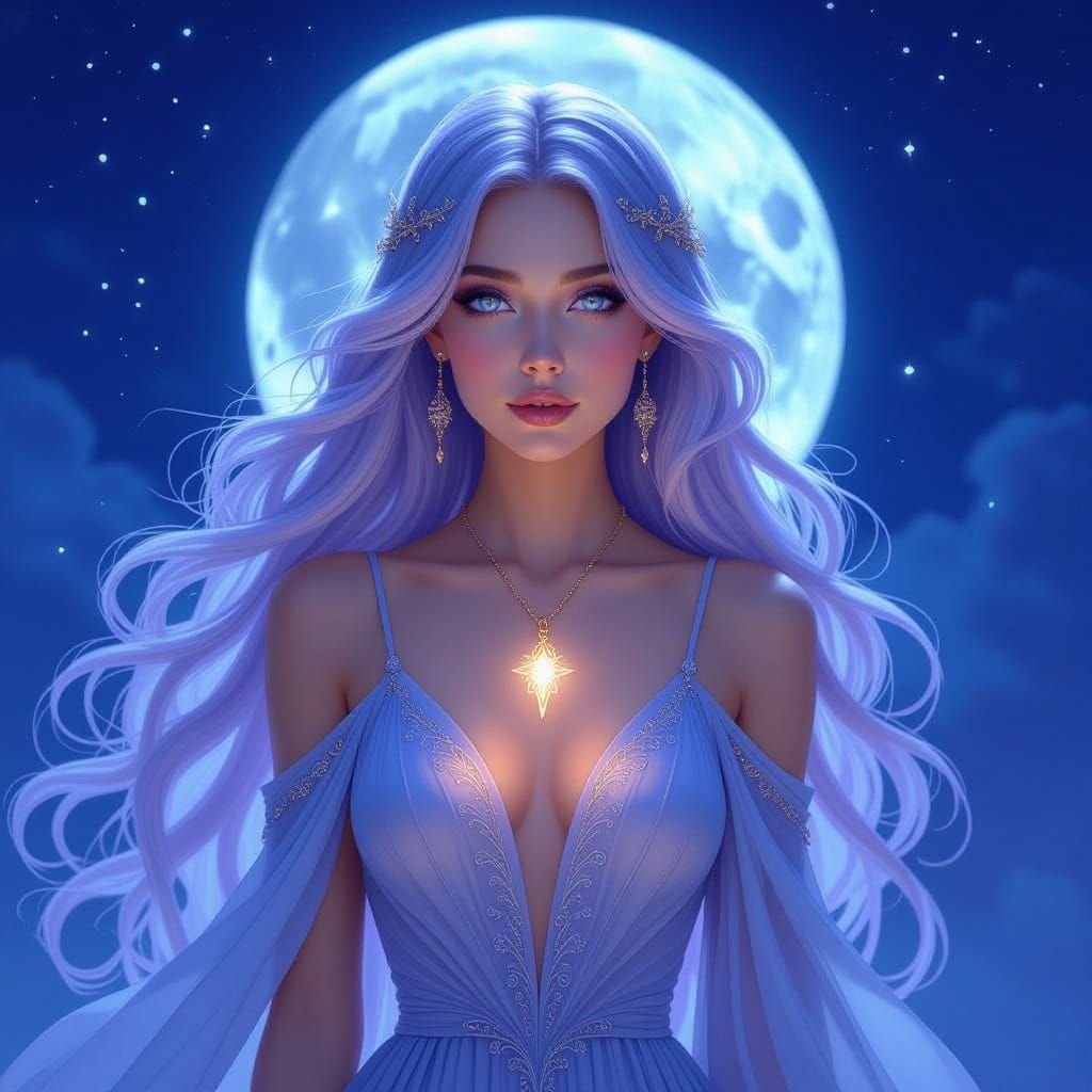 Mystical Woman in Ethereal Art Nouveau Style