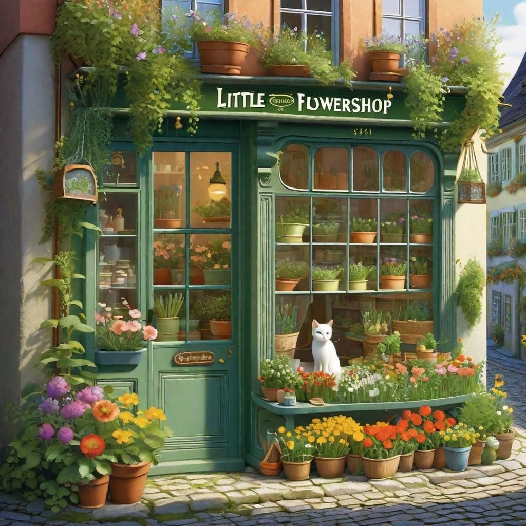 Charming Overgrown Flower Shop Illustration