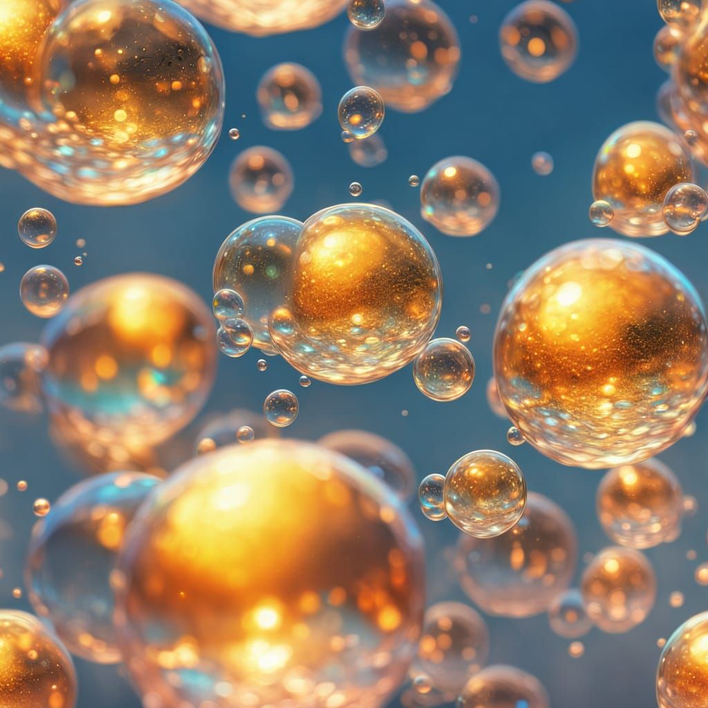 Surreal Iridescent Bubbles Reflecting Tiny Worlds