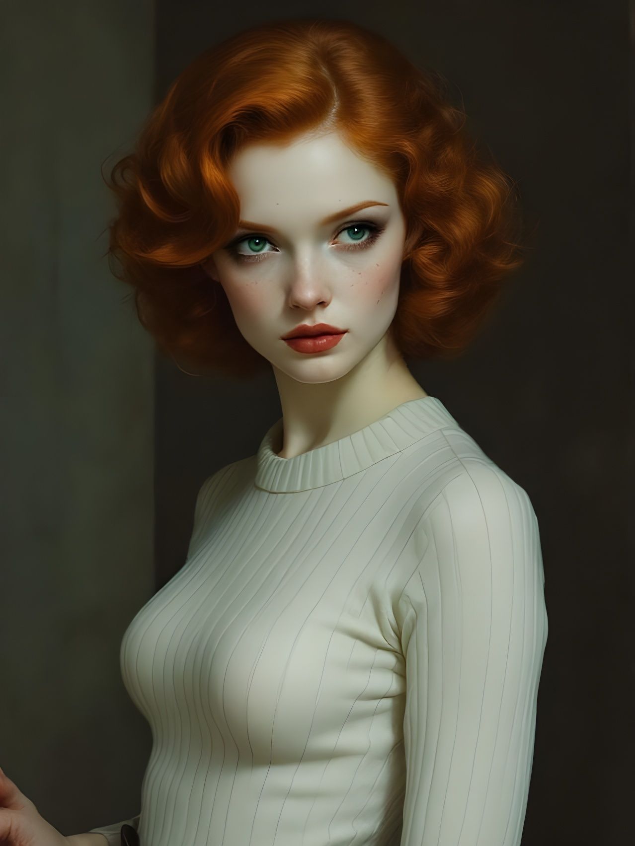 Pin-Up Redhead in Victorian Gothic Amber Twilight