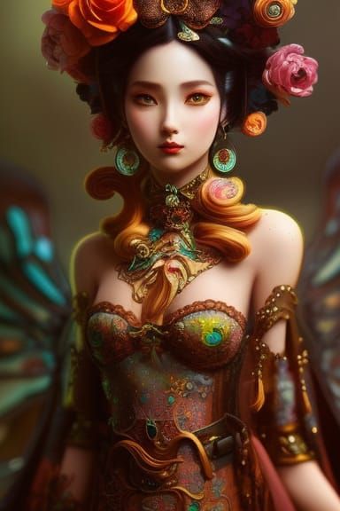 Zodiac Personification Portrait in Art Noveau Style