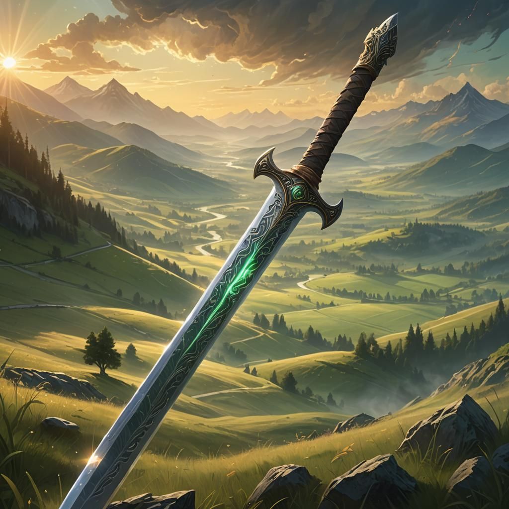 Sword in Magical Light: Fantasy Landscape Concept Art