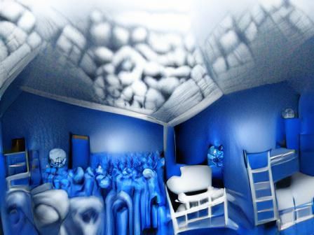 Mysterious Creepy Blue Room with Ambient Occlusion