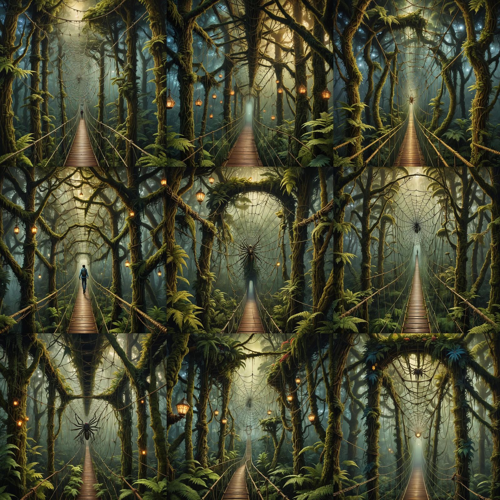 Biomechanical Forest: Spiderweb Bridge and Giant Fern